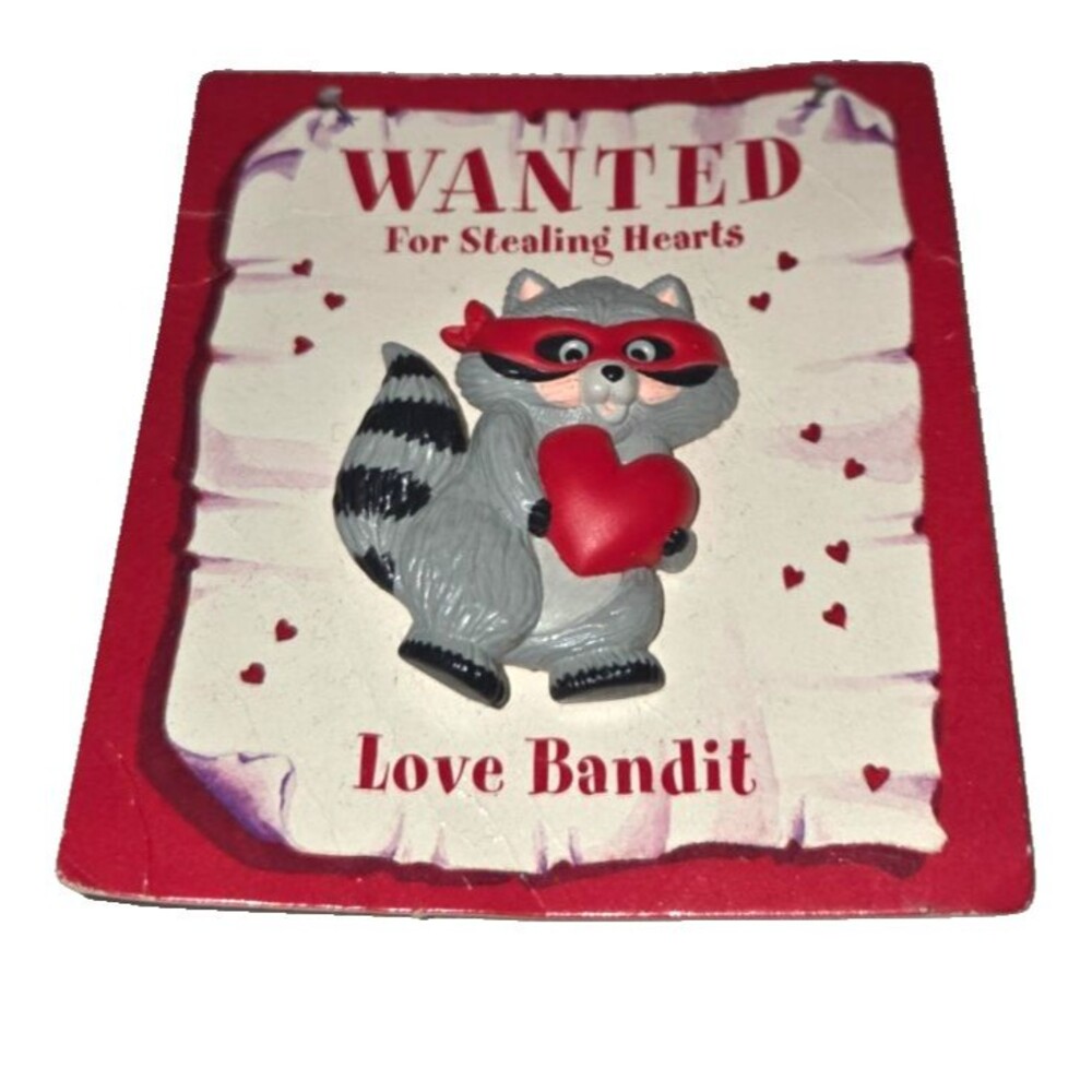 Raccoon Love Bandit Lapel Pin Hallmark Vintage Valentine's Day NEW